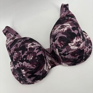 Cacique 38G‎ Full Coverage Lightly Lined Bra Floral Print Purple